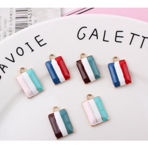 10PCS/lot Alloy Navy Wind Stripe Rectangle Enamel Charms Fit Bracelet Necklace Hair Jewelry Accessory DIY Handmade Craft