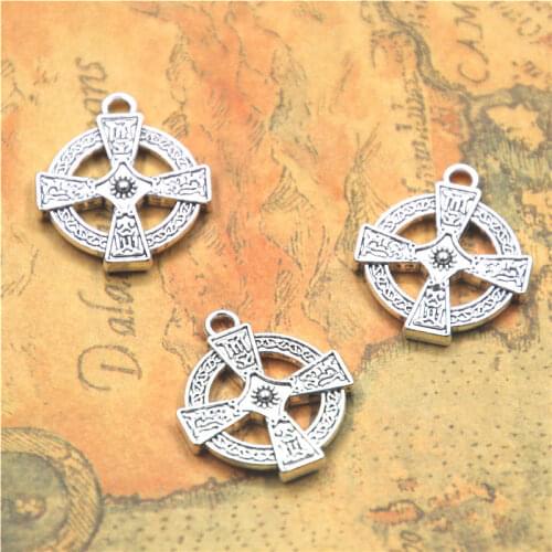12pcs/lot Cross charm Antique Tibetan silver tone religious Cross Charms Pendant 24x20mm