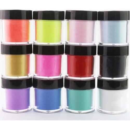 12Bottle/Set 12 Colors Acrylic Powder Nail Art Dust Caving Powder Bulider Tips Glitter Colorful Nail Decoration Powder