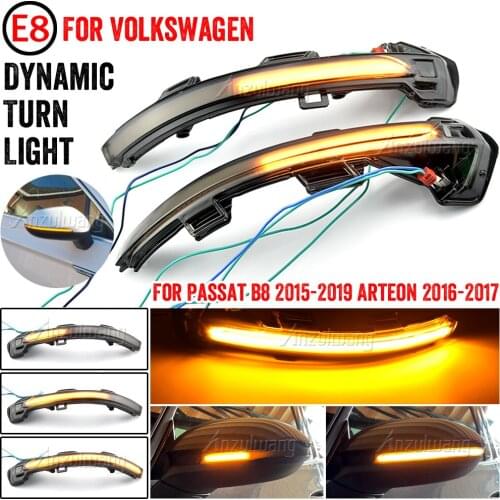 2Pcs Car Dynamic LED Turn Signal Light Rearview Mirror Blinker Indicator For VW Passat B8 Arteon 2015 2016 2017 2018 2019