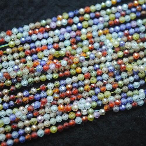 1 String Nature Zircon Stone Beads Faceted Round Ball For Womens Bracelets Making Accessories 3MM 4MM Free Shipping Wholesale