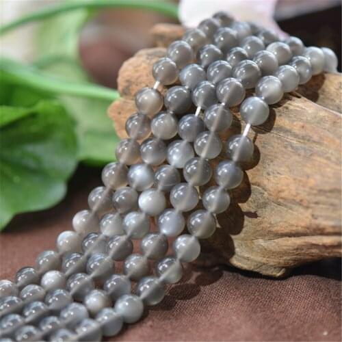 Grade AA Natural Grey Moonstone Beads Silver Luster Grey Moonstone Beads 6mm-8.5mm Smooth Polished Round 15 Inch Strand MD28