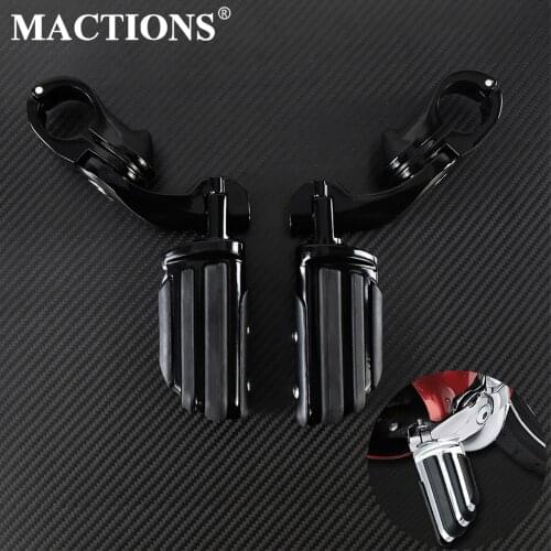 Black Foot Pegs Motorcycle 1.25" 32mm Highway Bar Footrest For Harley Sportster Softail Touring Street Road Glide For Suzuki
