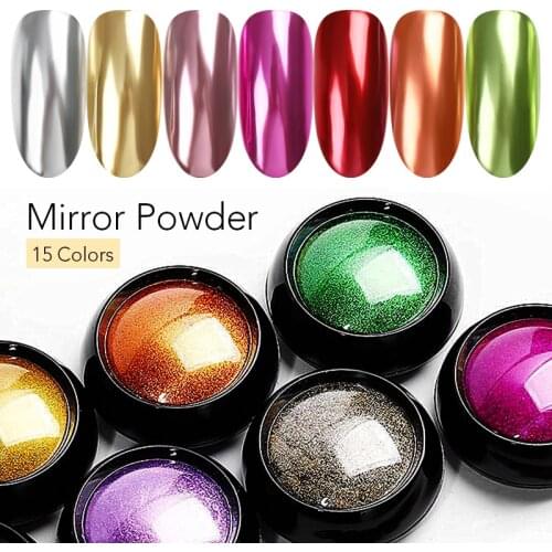 Colorful Nail Art Mirror Powder Rose Red Gold Silver Purple Pink Metal Effect Nail Art Powder Chrome Dust for UV Gel Polish