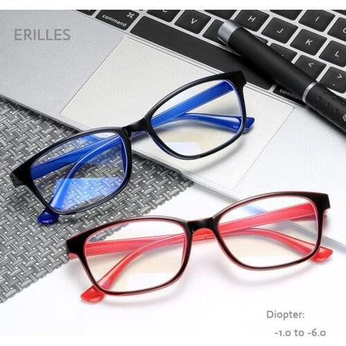 Finished Myopia Glasses Women Square Frame Nearsighted Eyeglasses Unisex Ultralight Eyewear -1.0 -1.5 -2.5 -3.0 -3.5 -4.5 -6.0