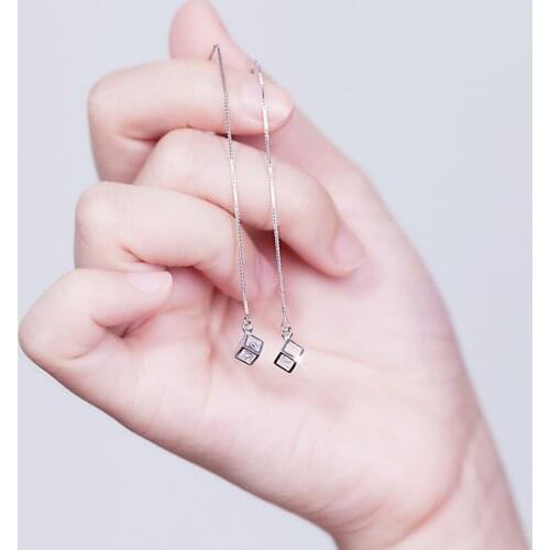 Han edition love rubiks cube set auger square silver plated earring contracted temperament