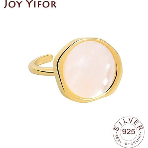 925 Sterling Silver New Simple Design Round Gold Color Rings Retro Distressed Opening Handmade Ring Fashion Fine Jewelry