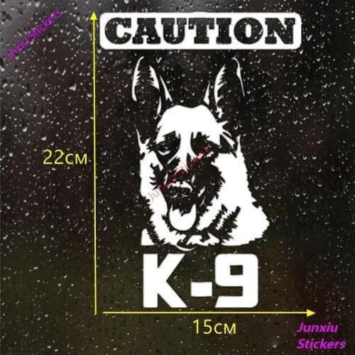 Creativity Caution K9 German Shepherd Car Stickers and Decal Bumper Window Laptop Trunk Cover Scratches Accessories KK15*11cm