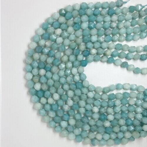 6-10mm Natural Stone Round Cut Amazonite Gem Loose Bead DIY Stone Bead Bracelet Necklace Earring Jewelry Making Multifaceted