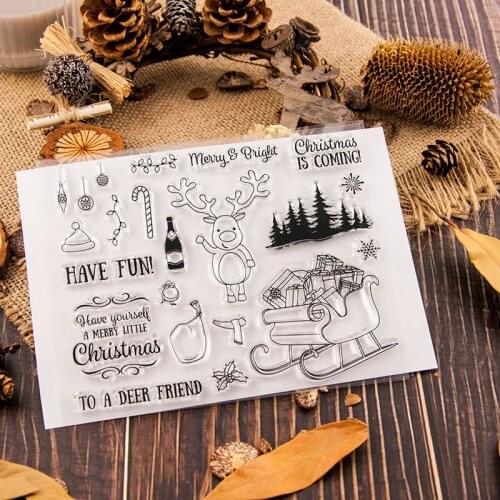 Merry Bright Chirstmas Clear Silicone Stamp/Seal for DIY Scrapbooking/Photo Album Decorative Card Making Clear Stamp
