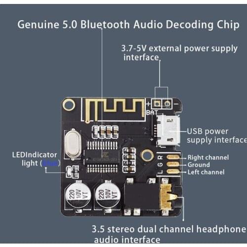Mini Bluetooth 5.0 Decoder Board Audio Receiver MP3 Amplifier Music Module Stereo Wireless Board Lossless Amplifier Player Y6E0
