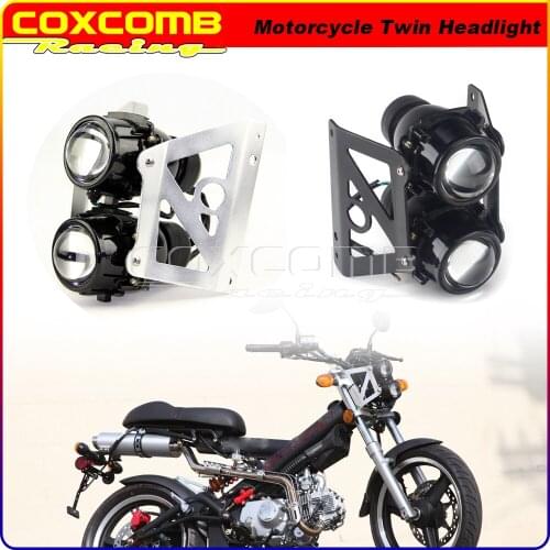 Motorcycle Dual Headlight Universal Projector Street Running Head Lamp Front Lighting for Harley BMW Honda Scrambler Bobber