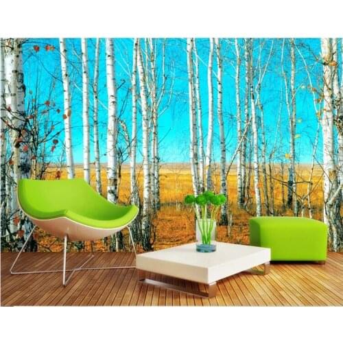 WDBH custom mural 3d photo wallpaper HD Woods Birch Tree 3D Landscape decor 3d wall murals wallpaper for living room
