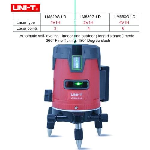 UNI-T Green Laser Level Meter 2/3/5 lines Touch Type strong lignt building construction/home decoration LM550G-LD