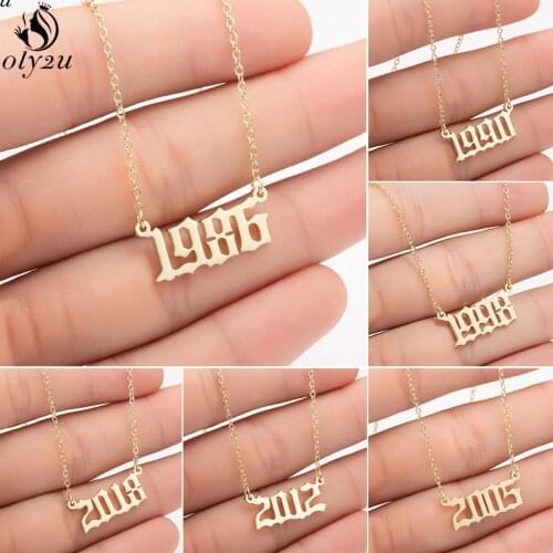 Oly2u Personalize Wedding Date Necklace Anniversary Jewelry 1980 1994 2000 2006 Custom Birth Year Necklaces BFF 1980 to 2019
