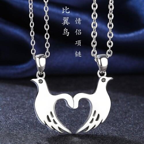 2pcs Love Birds Magnetic Attraction Couple Necklace for Women Men Lover Matching Friendship Pendent Necklace Jewelry Kit