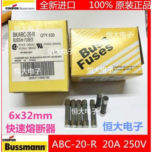Fuse BUSSMANN BUSS FUSE BK / ABC-20-R 20A 6 * 32mm Fuse--50pcs/lot