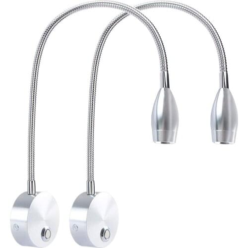 Bedside Reading Light, Bedroom Reading Lamp, 3W LED Press Dimmable Brightness Minimalist Wall Headboard Reading Lamp, Adjustable