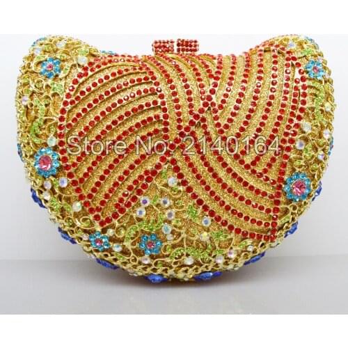 Luxury Crystal Clutches for Women Heart Clutch Evening Bag Woman Wedding bags purse pochette 88240