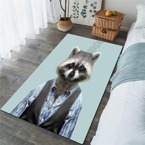 Funny Mr. Raccoon Area Rug 3D All Over Printed Non-slip Mat Dining Room Living Room Soft Bedroom Carpet
