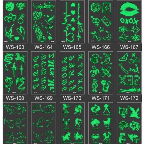 Luminous Sexy Cute Tattoo for Women Glowing Dark Taty Waterproof Fake Tattoo Stickers Body Art Christmas Halloween Gift
