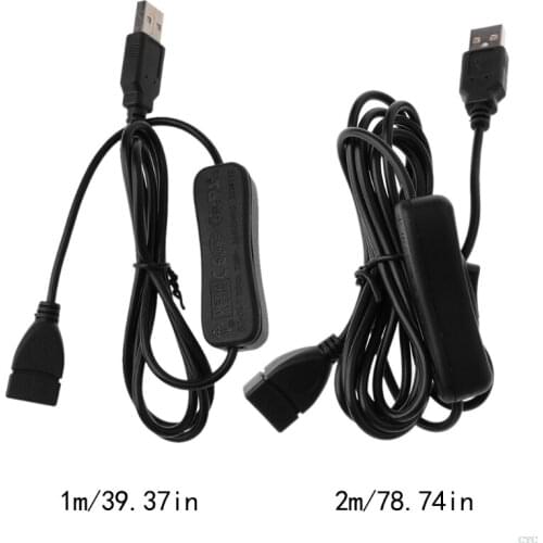 USB Extension Cable 1M/2M ON OFF Switch for PC USB Fan LED Lamp Charger Raspberry Pi