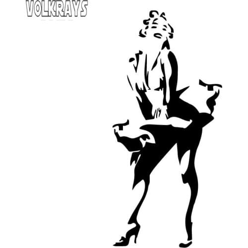 Volkrays Funny Car Sticker Sexy Marilyn Monroe Accessories Reflective Waterproof Sunscreen Vinyl Decal Black/White,15cm*16cm