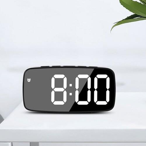 Mirror Alarm Clock Multi-function LED Digital Clock Voice Control Snooze Time Temperature Display Night Mode Digital Display