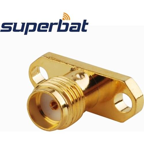 Superbat 10pcs SMA 2 hole Panel Mount Jack Female with Long Dielectric and Solder Post