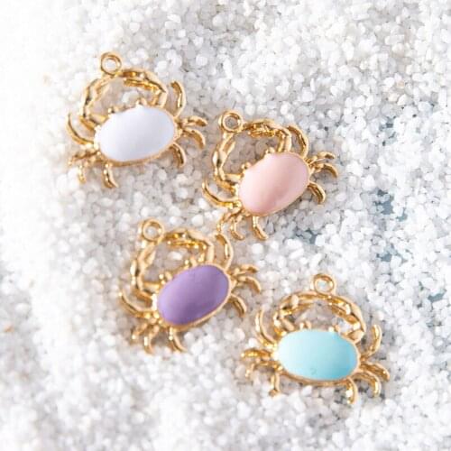 10Pcs Enamel Gold Color Crab Charms Pendant for Jewerly DIY Making Bracelet Women Earrings Necklace Accessories Findings Craft