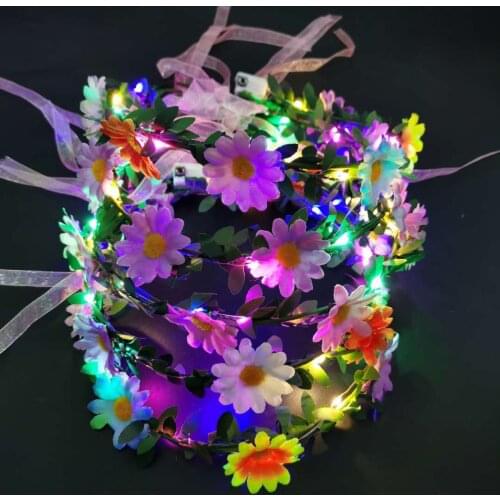 10pack Women Girls New Lights Glow Flower Garland Bridal LED Luminous Garland Headdress Night Bar Club Birthday Hen Party Supply