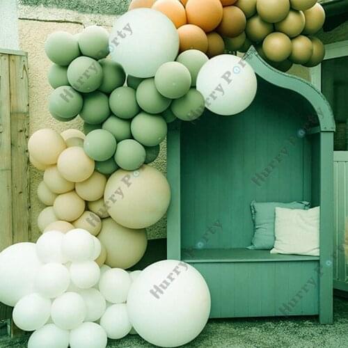 157pcs Retro Green Balloon Garland Wedding Decoration White Metallic Gold Ballon Arch Birthday Party Baby Shower Decor Home