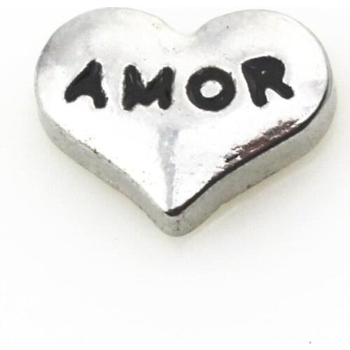 20pcs/lot Silver Heart Amor Floating Charms Living Glass Memory Lockets DIY Jewelry Charms Wholesale Charms