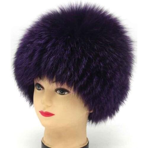 2020 Hot Sale 100% Natural Silver Fox Fur Women Winter Hat Knitted Cap Women Fox Fur Hat Bomber Hat Female Warm Ear Winter Must