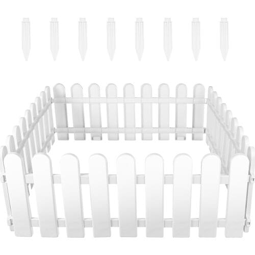 4 Sets Plastic Picket Fences Garden Courtyard Decorative Fences Garden Border Fences (White)