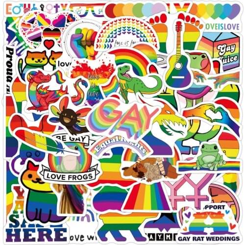 50 PCS Lesbian Gay Colorful Rainbow Stickers Aesthetic Wall Laptop Water Bottle Waterproof Graffiti Decal