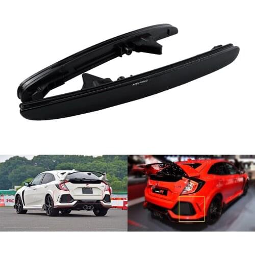 ANGRONG Red Lens Rear Bumper Reflector Assembly No Light For Honda Civic X Hatchback 16