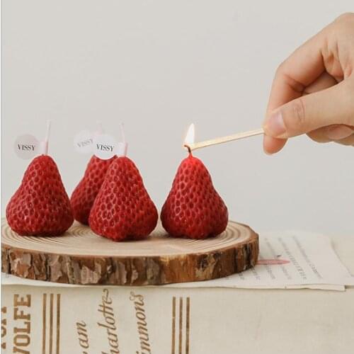4pcs/box Strawberry Candle Scented Candle Valentine Day Gift Party Home Decor