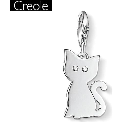 Charm Pendant Small Cat Gatos,2018 Fashion Jewelry Cute Real Authentic 925 Sterling Silver Gift For Women Girl Fit Bracelet