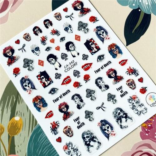 CA-091-092-338-339 Halloween Skull Pumpkin 3D Back glue Nail decal Nail sticker Nail decoration Nail art Nail tool Nail ornament