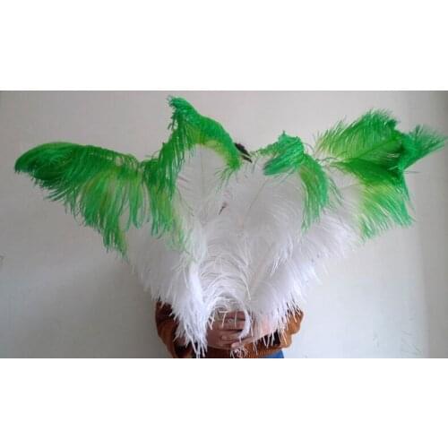 Cking Factory Sales 50pcs Bi-color Dyed Ostrich Feathers 50-55cm 20-22inch two color Dyed Apple Tipped Ostrich Plumes