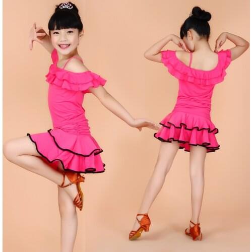 105-165 cm Childrens Fancy Dress Latin Dance Dress 5 Colors Latin Ballroom Dress Girls Samba Costume Kids Salsa Dance Dresses
