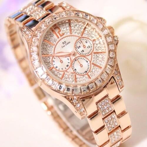 Hot Fashion 2021 Women Watches Luxury Wristwatches Geneva Rhinestone Stainless steel Crystal Gift for lady Relógio Femino