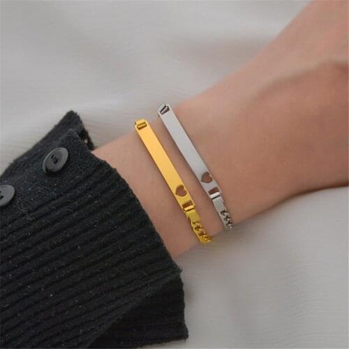 316L Stainless Steel Curved Brand Hollow Love Bracelet Fashionable DIY Lettering Bracelet No Fade