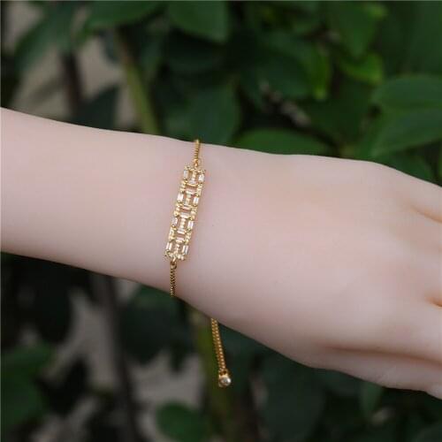 JUWANG Fashion DIY Charm Bracelet Jewelry Cubic Zirconia Crystal Chinese Knot Adjustable Chain Bracelets For Woman Birthday Gift