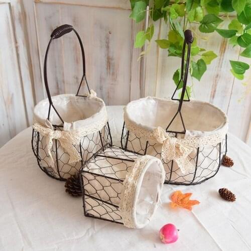 Small flower basket decoration portable rattan flower pot living room straw bamboo flower arrangement floor basket woven