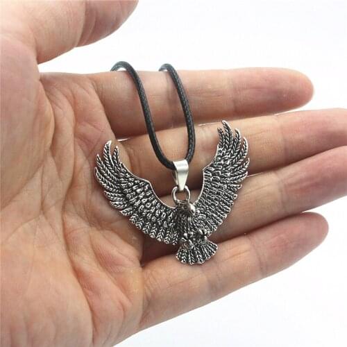 Punk Boy Mens Vintage Silver Eagle Pendants Charms Necklace Stainless Steel Chain Fashion Jewelry XL83
