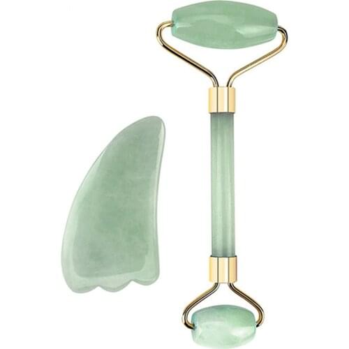 Jade Roller Facial Massage Double Heads Jade Stone Face Lift Hands Body Skin Relaxation Slimming Beauty Health Care Massageador
