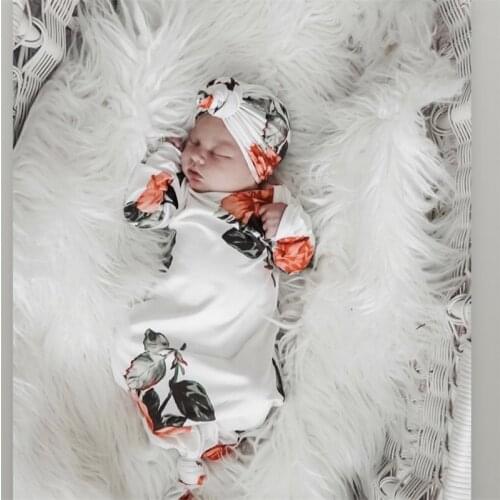 Newborn Baby Swaddle Wrap Blankets with Hat Cotton Headband Turban Beanie Photography Photoshoot Props