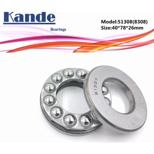 Kande 51308 8318 40x78x26 bearing 1pc Flat Thrust Ball Bearing Axial thrust bearing 51308